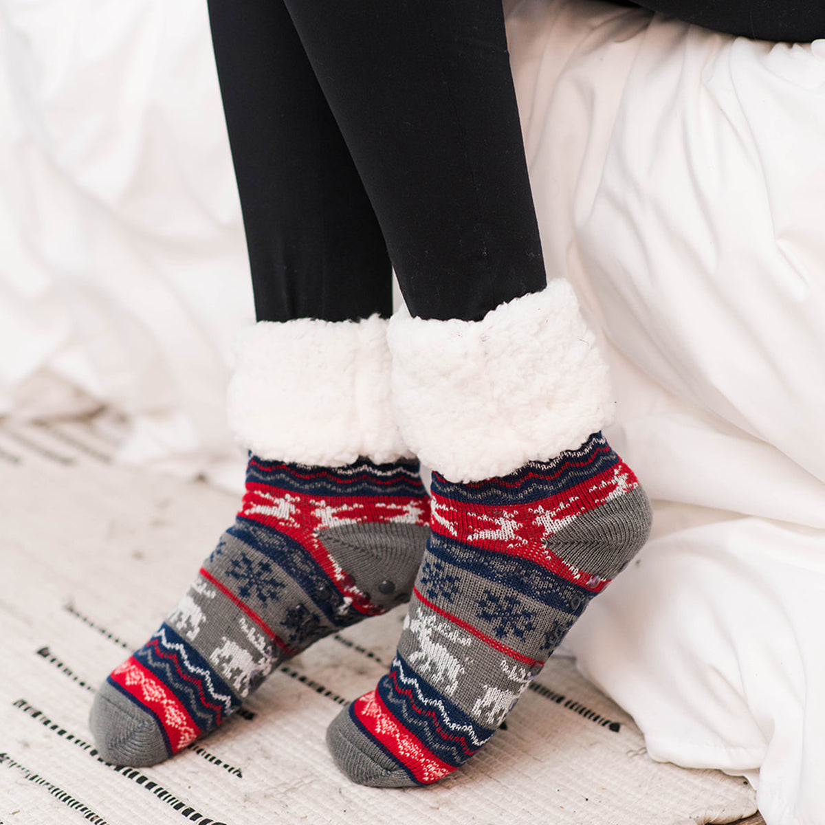Santa Hat Cozy Non-Skid Sock & Legging Set