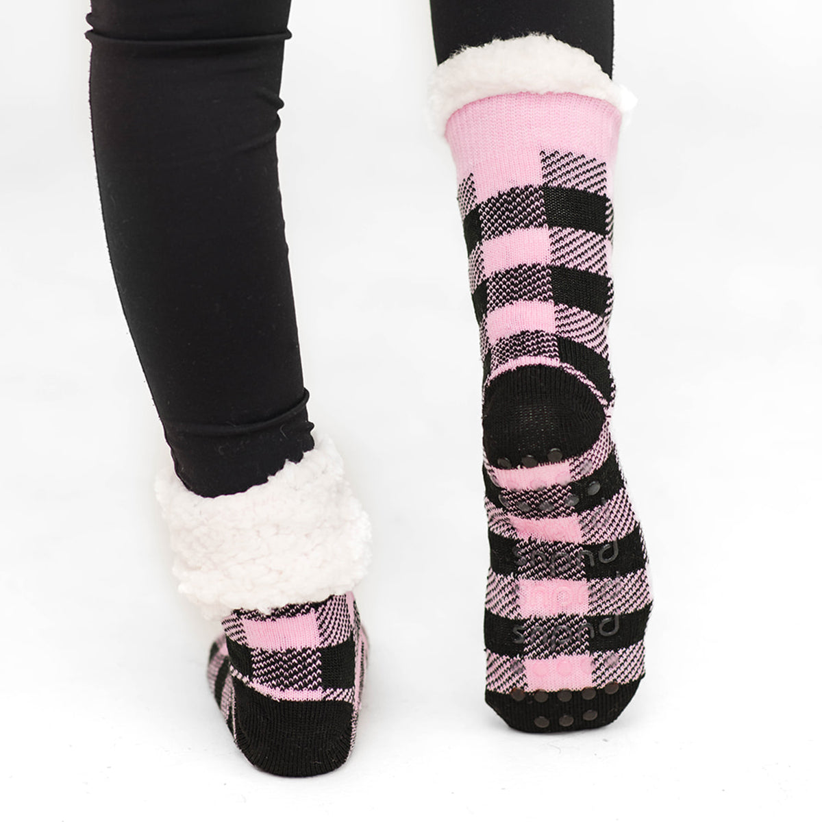 Love pink boots slipper socks clearance