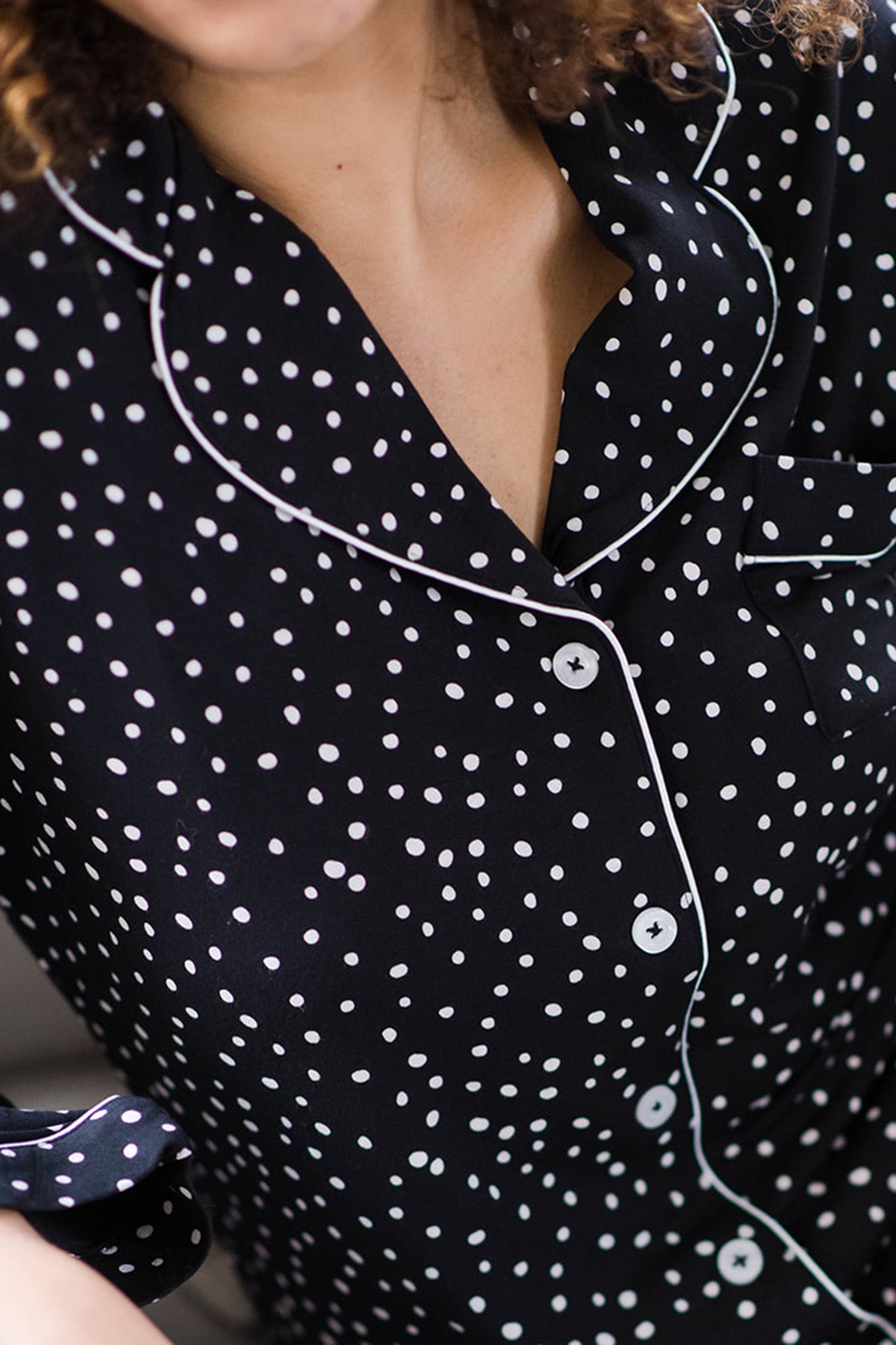 Gracie Sleep Dress | Black with Cloud Dots