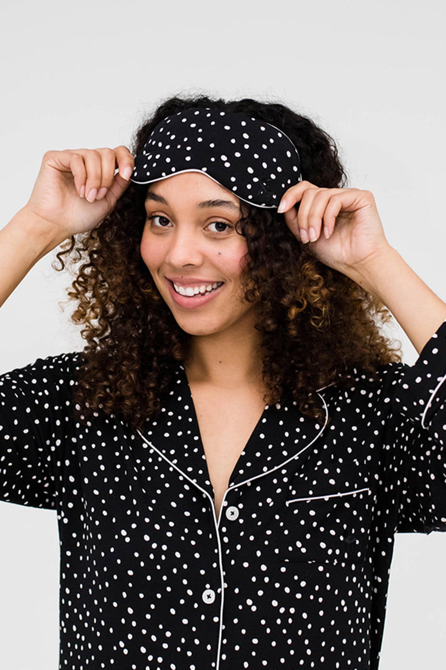 Eye Mask | Black with Cloud Dots