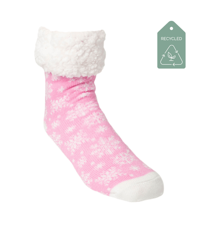 Snowflake Candy Pink - Recycled Slipper Socks