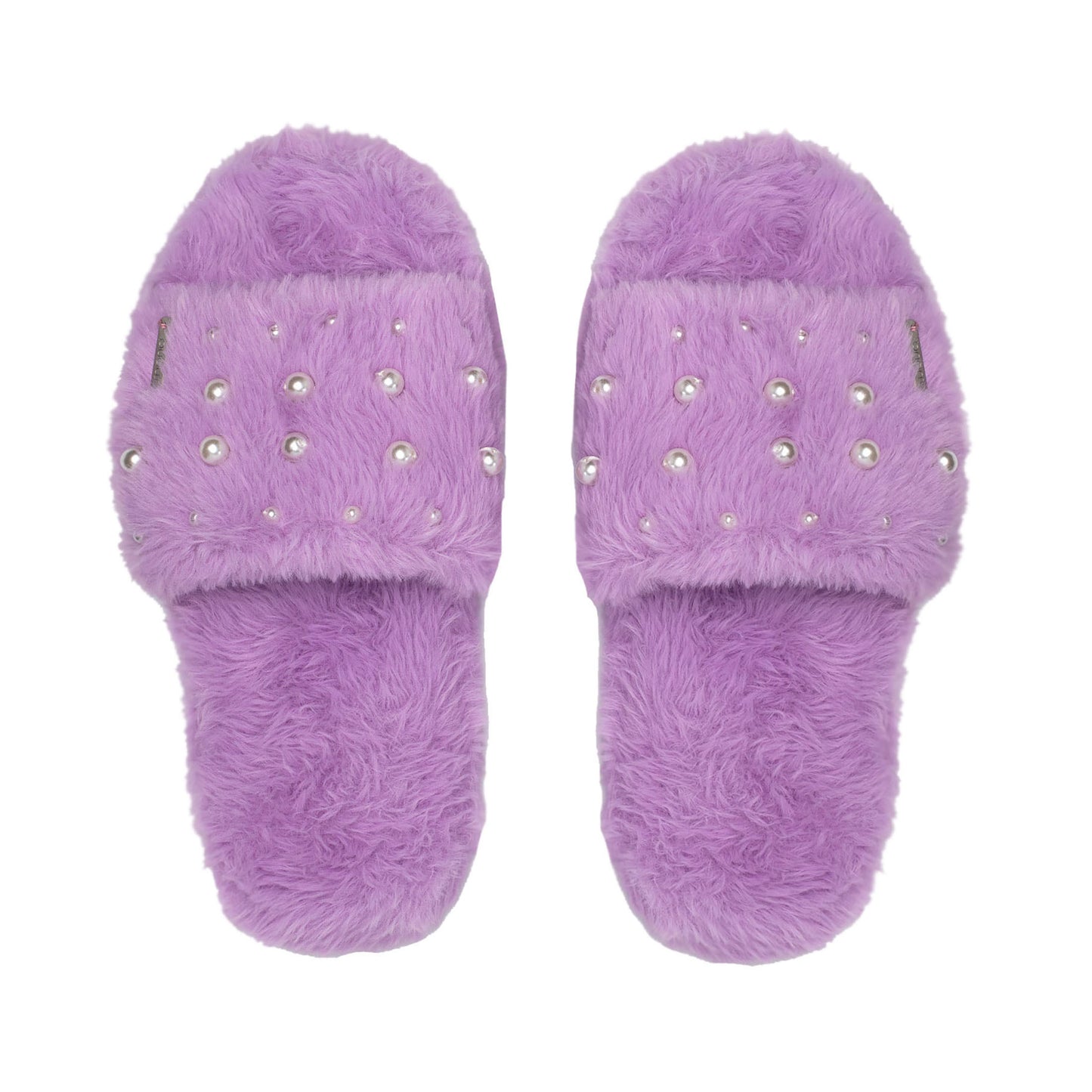 Faux Fur Pearl Slide Slippers | Lavender