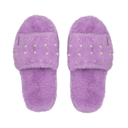 Faux Fur Pearl Slide Slippers  Pink – Pudus Lifestyle Co. Canada