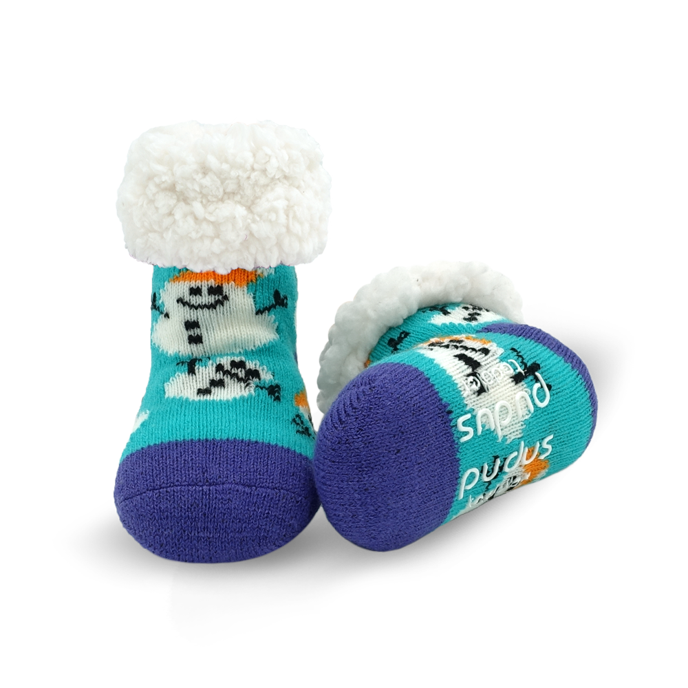 Toddler Classic Slipper Socks | Snowman Aqua