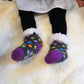 Pudus Cozy Winter Slipper Socks for Toddlers with Non-Slip Grippers and Faux Fur Sherpa Fleece - Baby Boy and Girl Fuzzy Socks (Ages 1-3) Polka Dot Multi - Toddler Slipper Socks