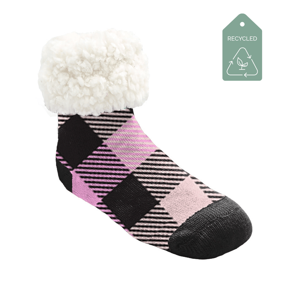 Lumberjack Pink Duo - Kids & Toddler Recycled Slipper Socks