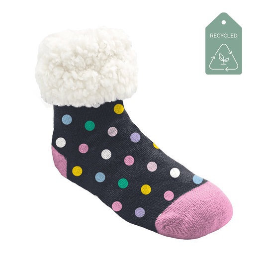 Polka Dot Multi - Kids & Toddler Recycled Slipper Socks