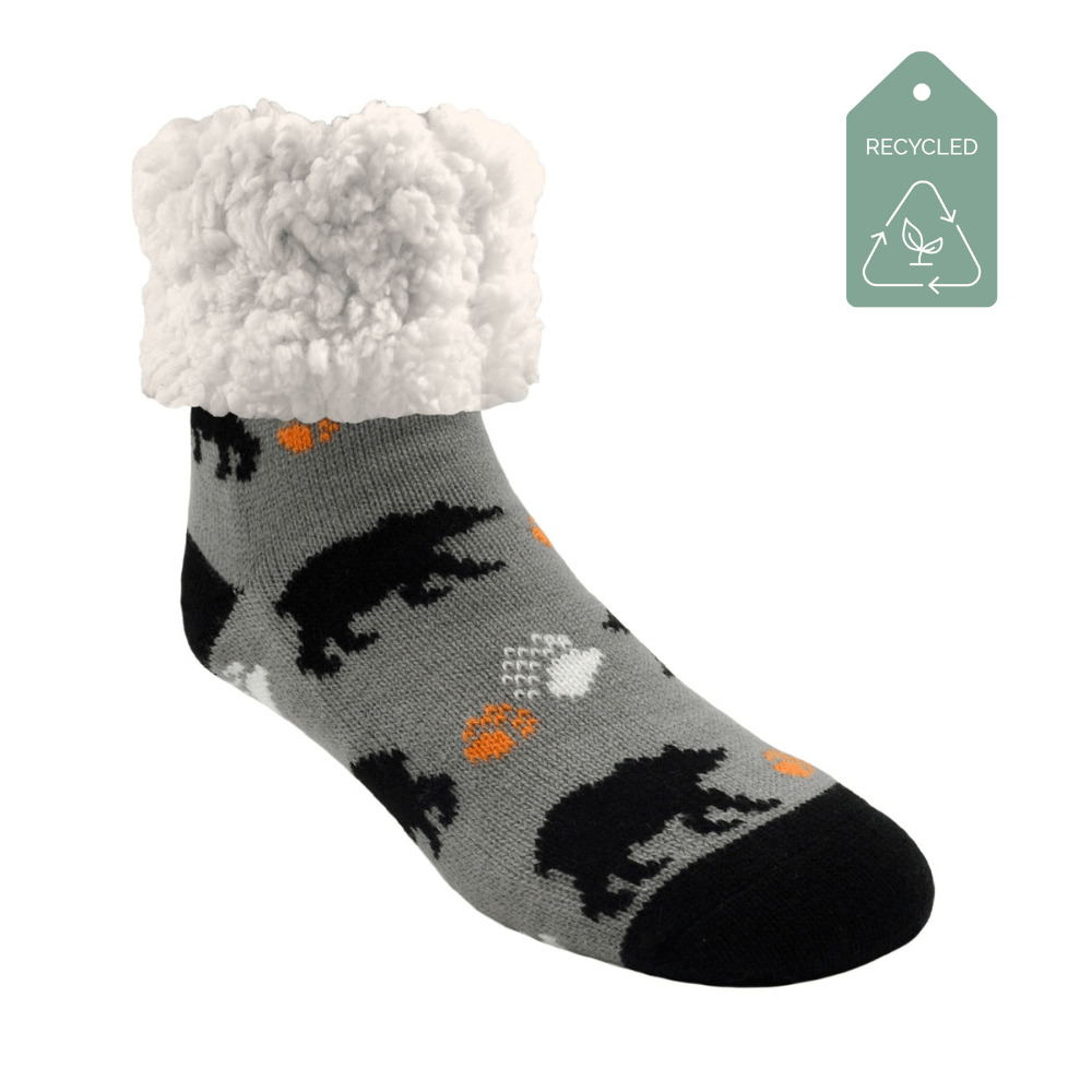 Bear Black - Recycled  Slipper Socks