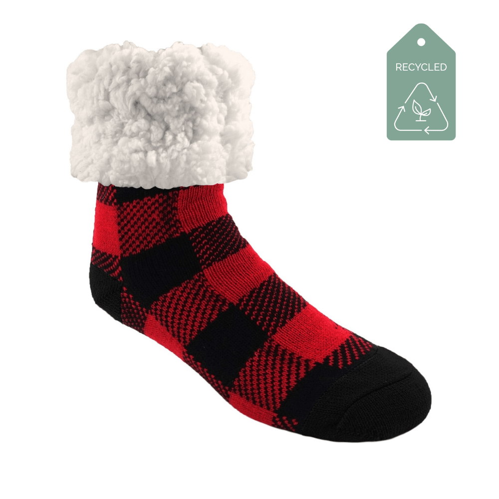 Lumberjack Red - Recycled Slipper Socks