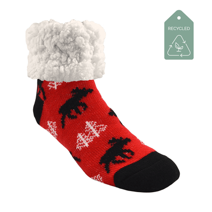 Moose Red - Recycled Slipper Socks