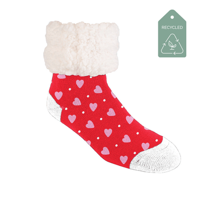 Heart Candy Red - Recycled Slipper Socks